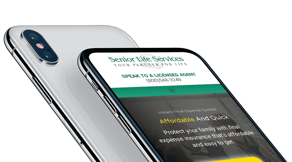 Senior Life Services website on a cellphone