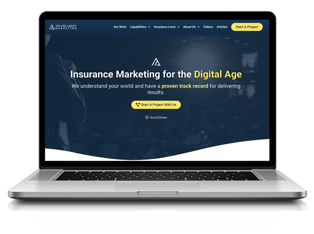 Secure Agent Marketing Website on Laptop